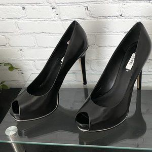 Guess open toed heels, black size 7.5
